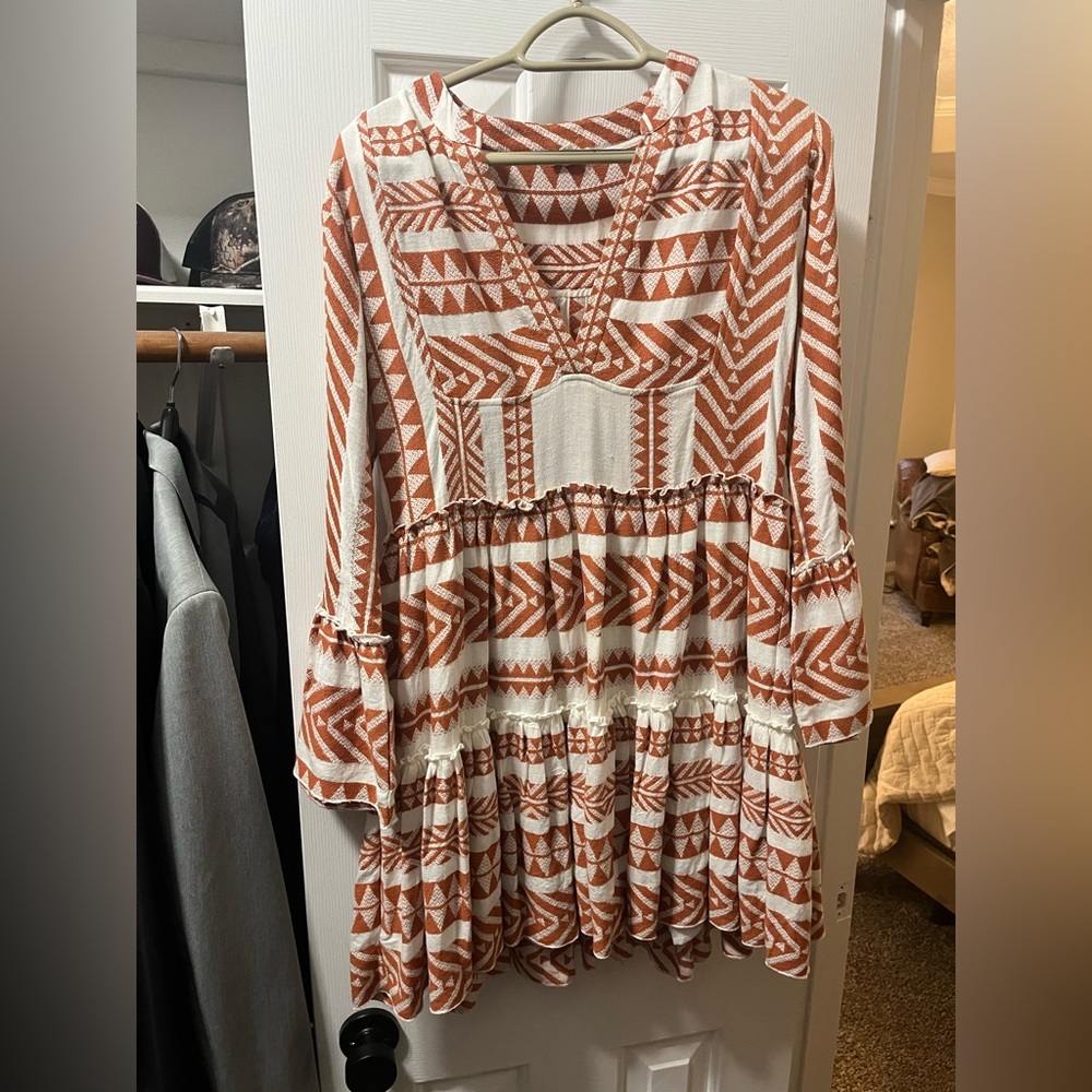 Orange and White boutique dress